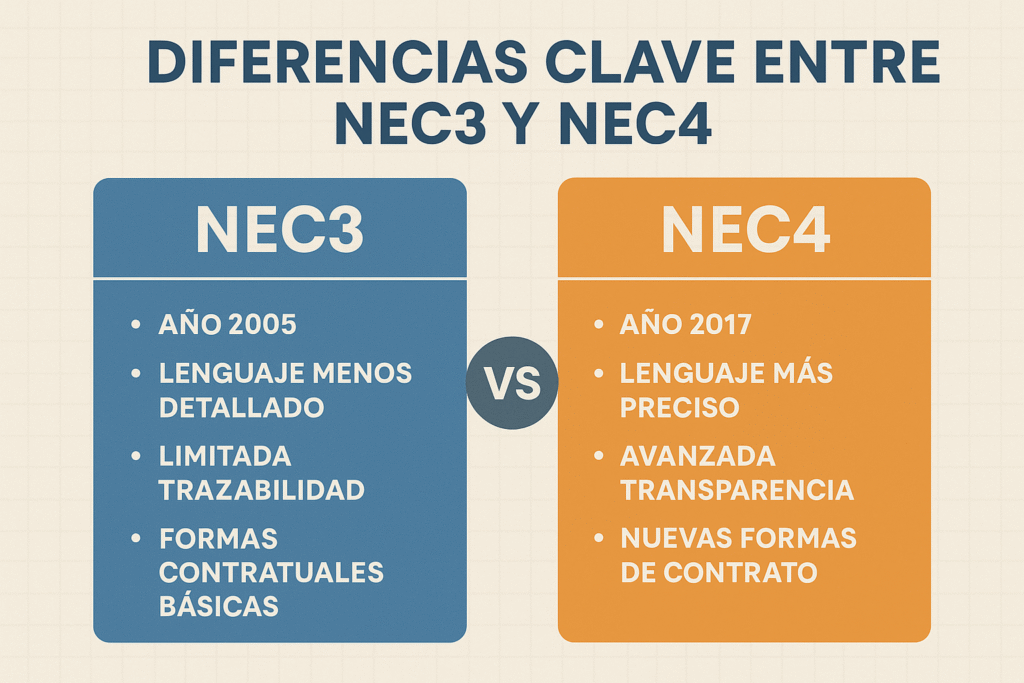 diferencias clave entre NEC3 y NEC4 contratos de construcción